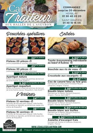 Carte Traiteur - Les Halles de l'Aveyron