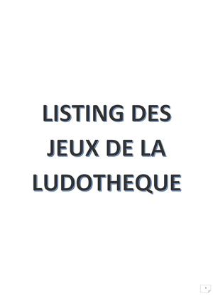 Listing des jeux de la ludothèque