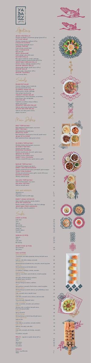 Yabany Menu