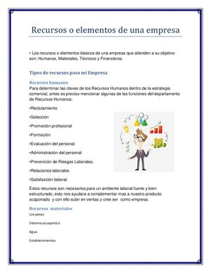 Recursos O Elementos De Una Empresa