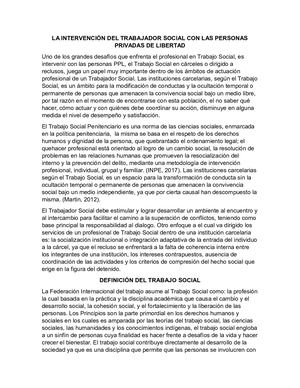 La Intervención Del Trabajador Social Con Las Personas Privadas De Libertad