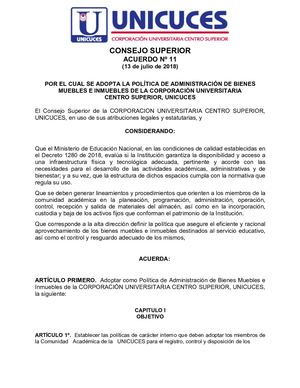 Política Admón Bienes Muebles E Inmuebles