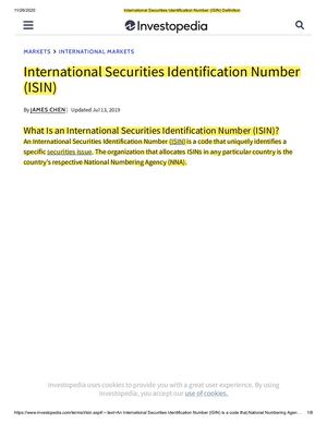 International Securities Identification Number (ISIN) Definition
