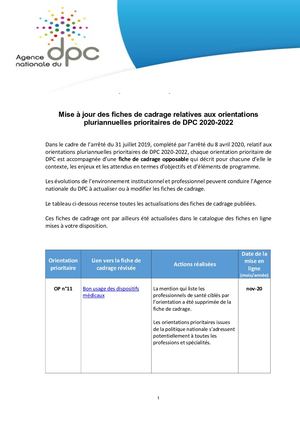 Tableau Maj Fiches De Cadrage 27avril2020