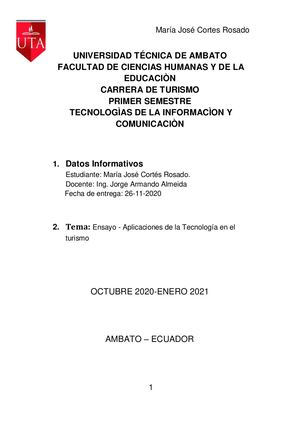 Ensayo Aplicaciones De La Tecnología En El Turismo