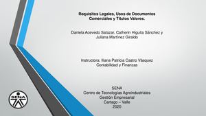 Requisitos Legales, Usos De Documentos Comerciales Y Títulos Valores