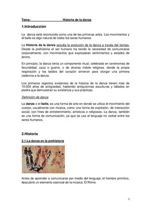 Tema Historia De La Danza