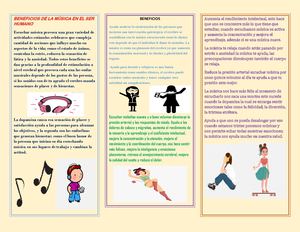 Beneficios De La Música En El Ser Humano (Trìptico)