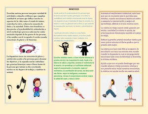 Beneficios De La Música En El Ser Humano (Trìptico)