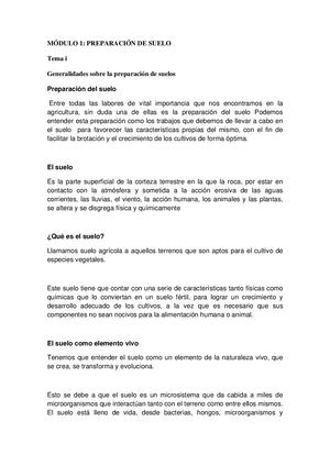 TEMA I GENERALIDADES PREPARACION DE SUELO