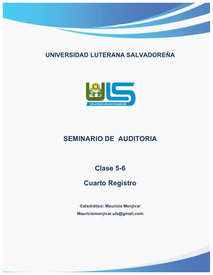 Clase Cinco Y Seis Cuarto Registro Seminario De Auditoria