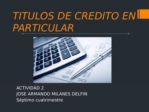 Titulos De Credito En Particular