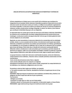 Estructuras Sociales De Parentesco Y Sistemas De Parentesco Antropolo C