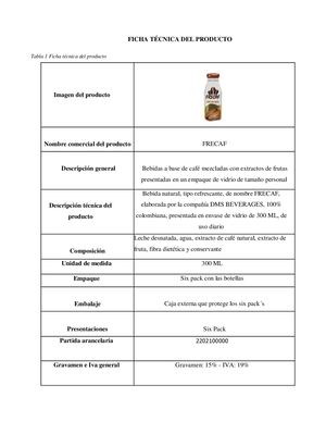 Ficha Técnica Del Producto