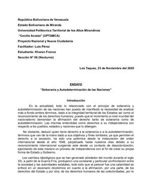 Soberanía Y Autodeterminación De La Naciones
