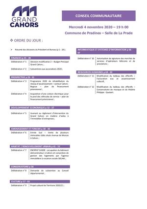 Conseil communautaire du 4 novembre 2020