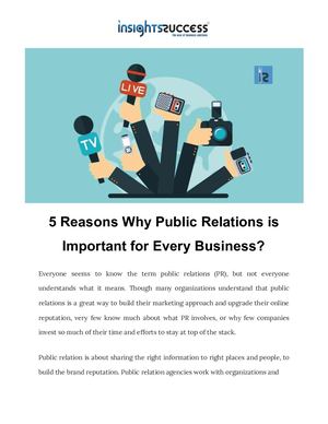 5 Reasons Why Public Relations is Important for Every Business.