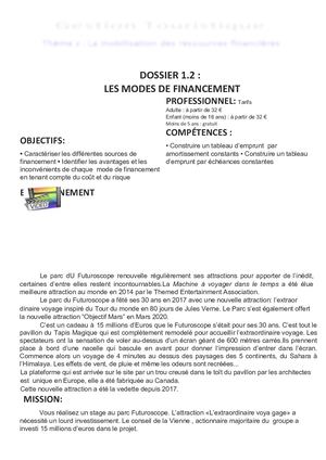 Thème 1 Dossier 3 éLève Modes De Financement Copie