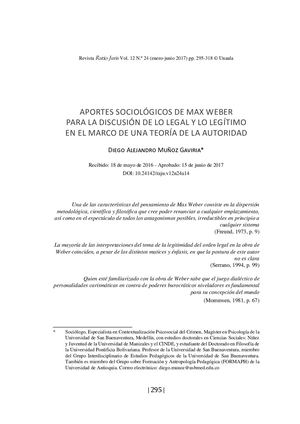 Dialnet Aportes Sociologicos De Max Weber Para La Discusion De Lo Le 6748985