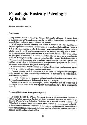 Psicológica básica y psicología aplicada