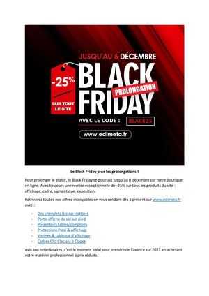 Communique Web Edimeta Prolongation Black Friday 2020