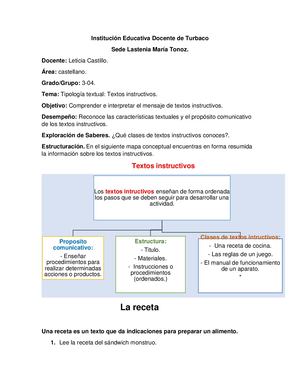 Actividad De Mejoramiento, Textps Instructivos Y Liricos
