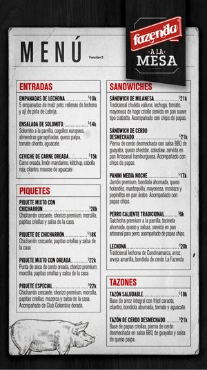 Menu Fazenda Rosales