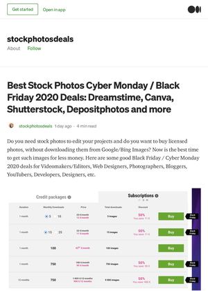 Best Stock Photos Cyber Monday / Black Friday 2020 Deals: Dreamstime, Canva, Shutterstock, Depositphotos and more