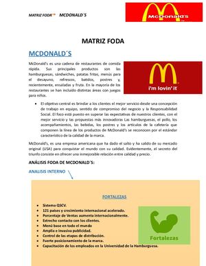 Matriz Foda(mcdonald´s)