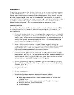 Objetivos Cartilla Primeros Auxilios