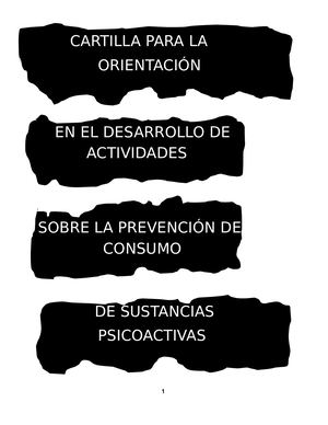 Cartilla Para Sencibílizar A Los Jovenes Sobre La Prevencion Del Consumo De Sustancias Psicoactivas