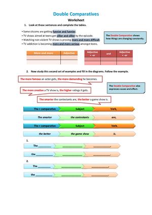 Worksheet Double Comparative