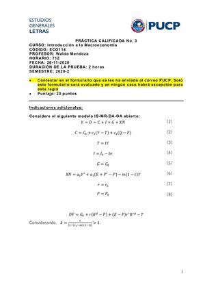 Solucionario Calificada 3, Introducción a la Macroeconomía