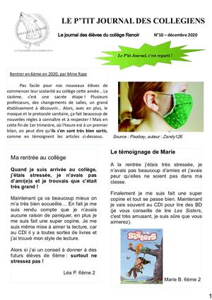 Le P'tit Journal Des Collégiens N° 10