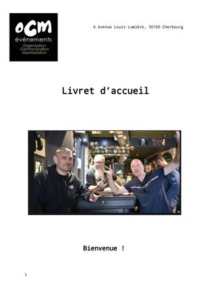 Livret D'accueil OCM Événements