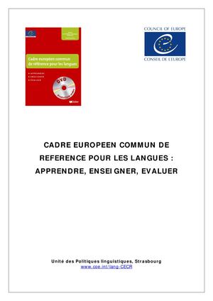 Cadre Européen Commun De Référence Pour Les Langues, Désormais (Cecrl)