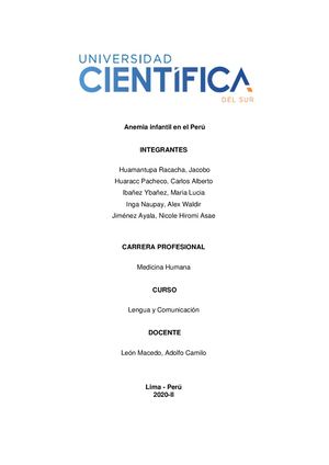 Anemia Infantil En El Perú