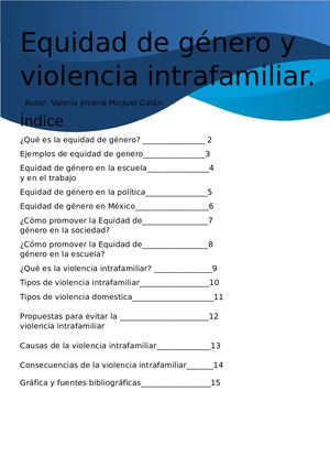 Equidad de género y violencia intrafamiliar
