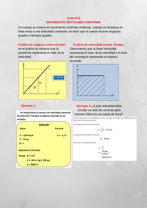Guia N°6 Movimiento Rectilineo Uniforme