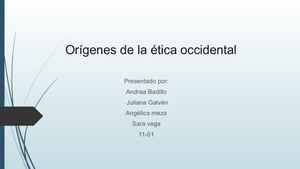 Orígenes De La éTica Occidental
