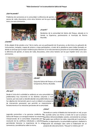 Noticia Mala convivencia comunidad Galicia del Parque