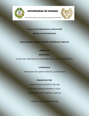 Monografía "EL RETO DEL MINISTERIO DE EDUCACIÓN ANTE LA EDUCACIÓN VIRTUAL"