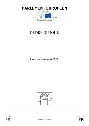 Vote Parlement Europeen 26nov2020