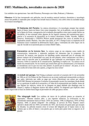 FHT Multimedia, novedades en enero 2020