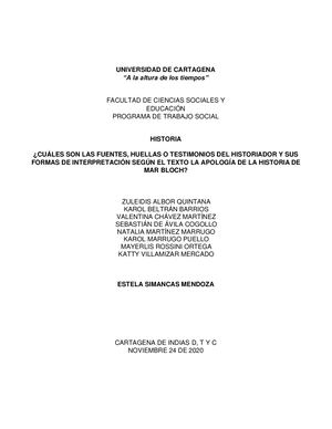 Marc Bloch, Apología De La Historia (Taller)