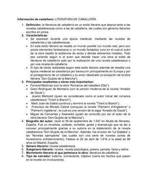 La Literatura de Caballería y Análisis Literario "Don Quijote de la Mancha