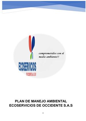 Plan De Manejo Ecoservicios De Occidente
