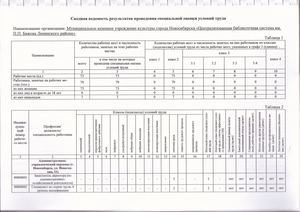 Сводная ведомость результатов проведения специальной оценки условий труда 2020
