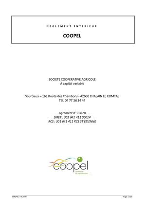 Règlement Intérieur de Coopel AG 2020