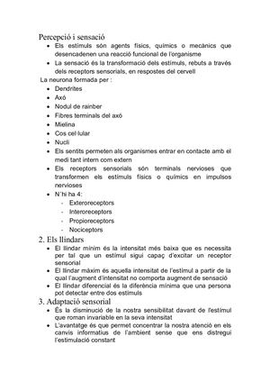 Percepció I Sensació